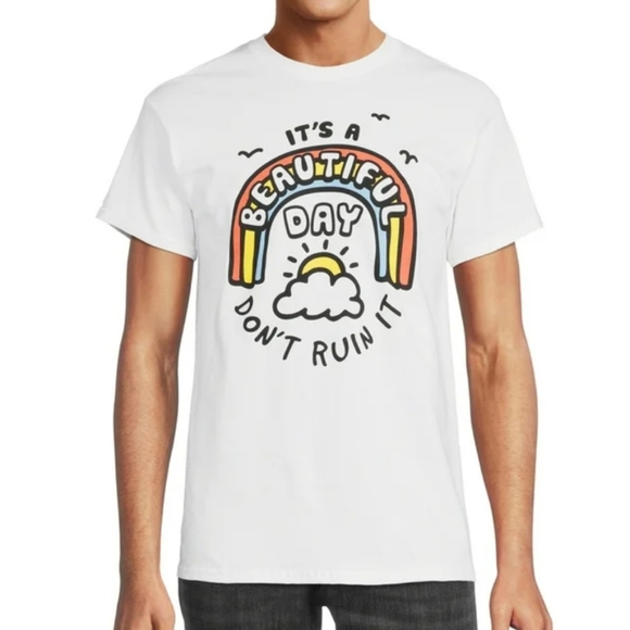 DOM it's a beautiful day don't ruin it t-shirt Small white rainbow graphic tee - Picture 1 of 8